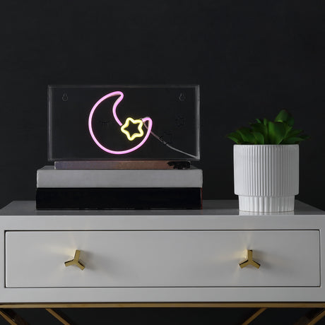 Moon Contemporary Glam Acrylic Box USB Operated LED Neon Light