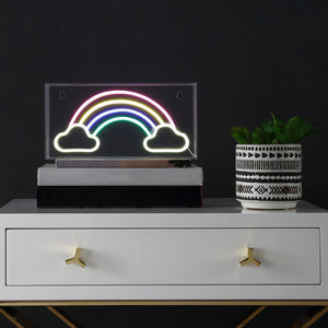 Rainbow Contemporary Glam Acrylic Box USB Operated LED Neon Light