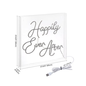 Happily Square Contemporary Glam Acrylic Box USB Operated LED Neon Light