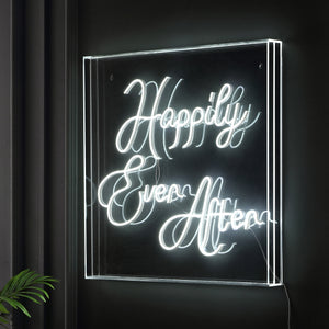 Happily Square Contemporary Glam Acrylic Box USB Operated LED Neon Light