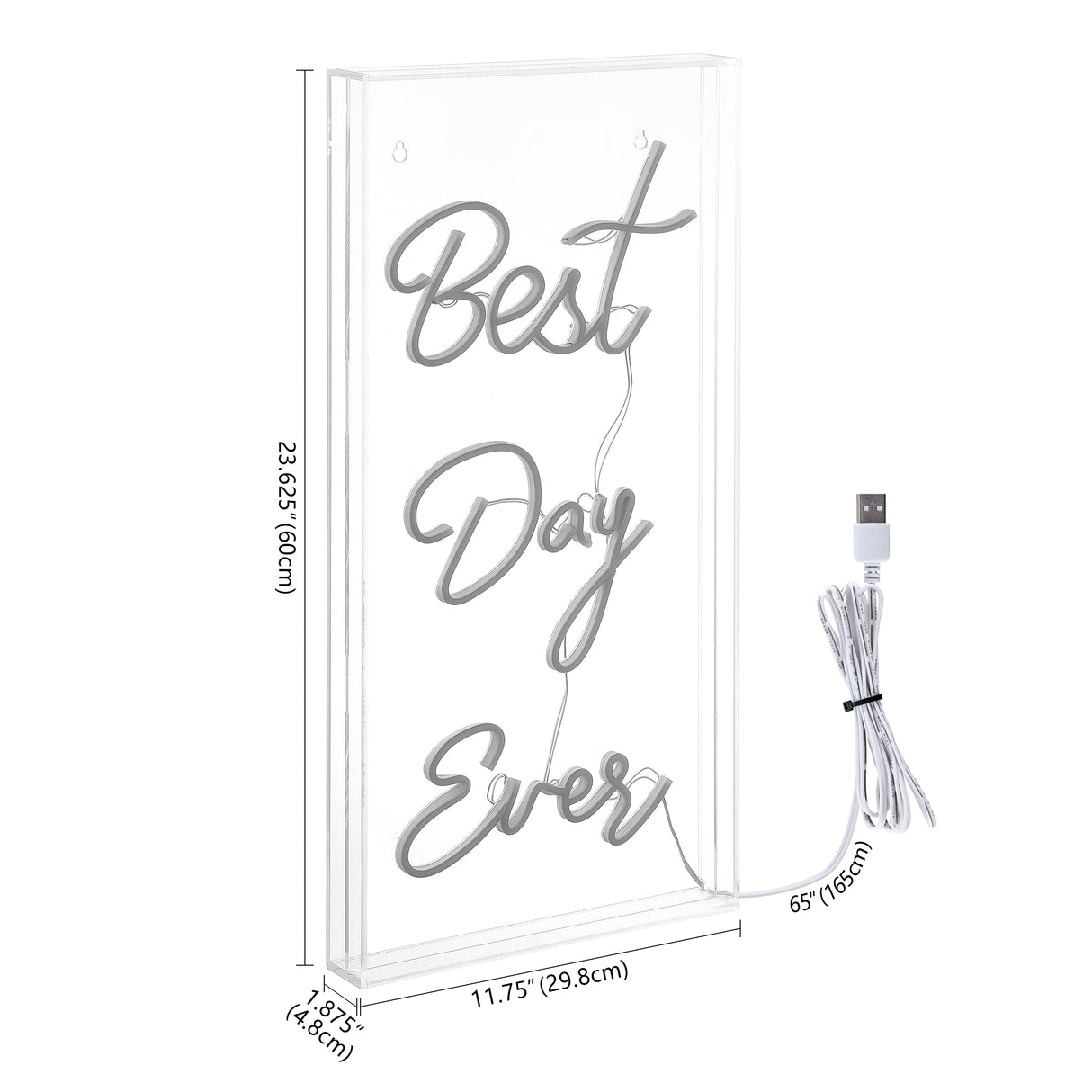 Best X 23.63" Contemporary Glam Acrylic Box USB Operated LED Neon Light
