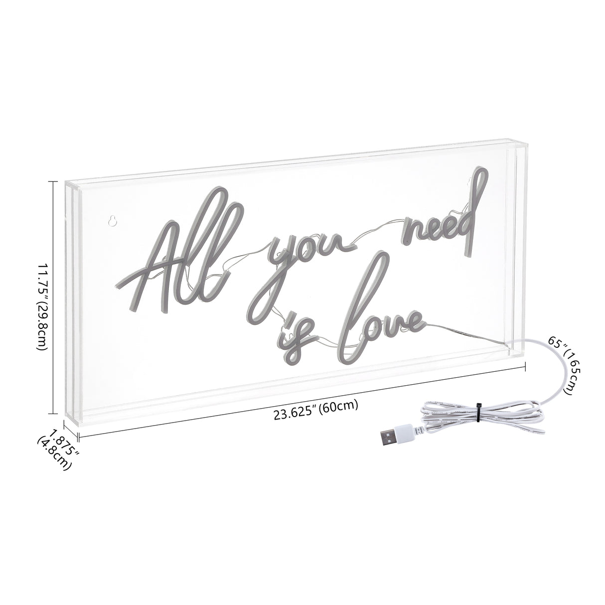 All X 11.75" Contemporary Glam Acrylic Box USB Operated LED Neon Light