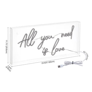 All X 11.75" Contemporary Glam Acrylic Box USB Operated LED Neon Light