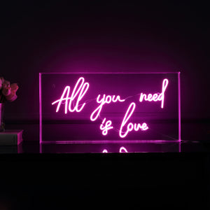 All X 11.75" Contemporary Glam Acrylic Box USB Operated LED Neon Light