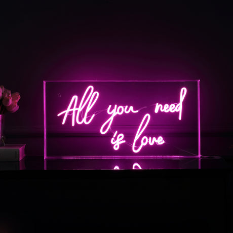 All X 11.75" Contemporary Glam Acrylic Box USB Operated LED Neon Light