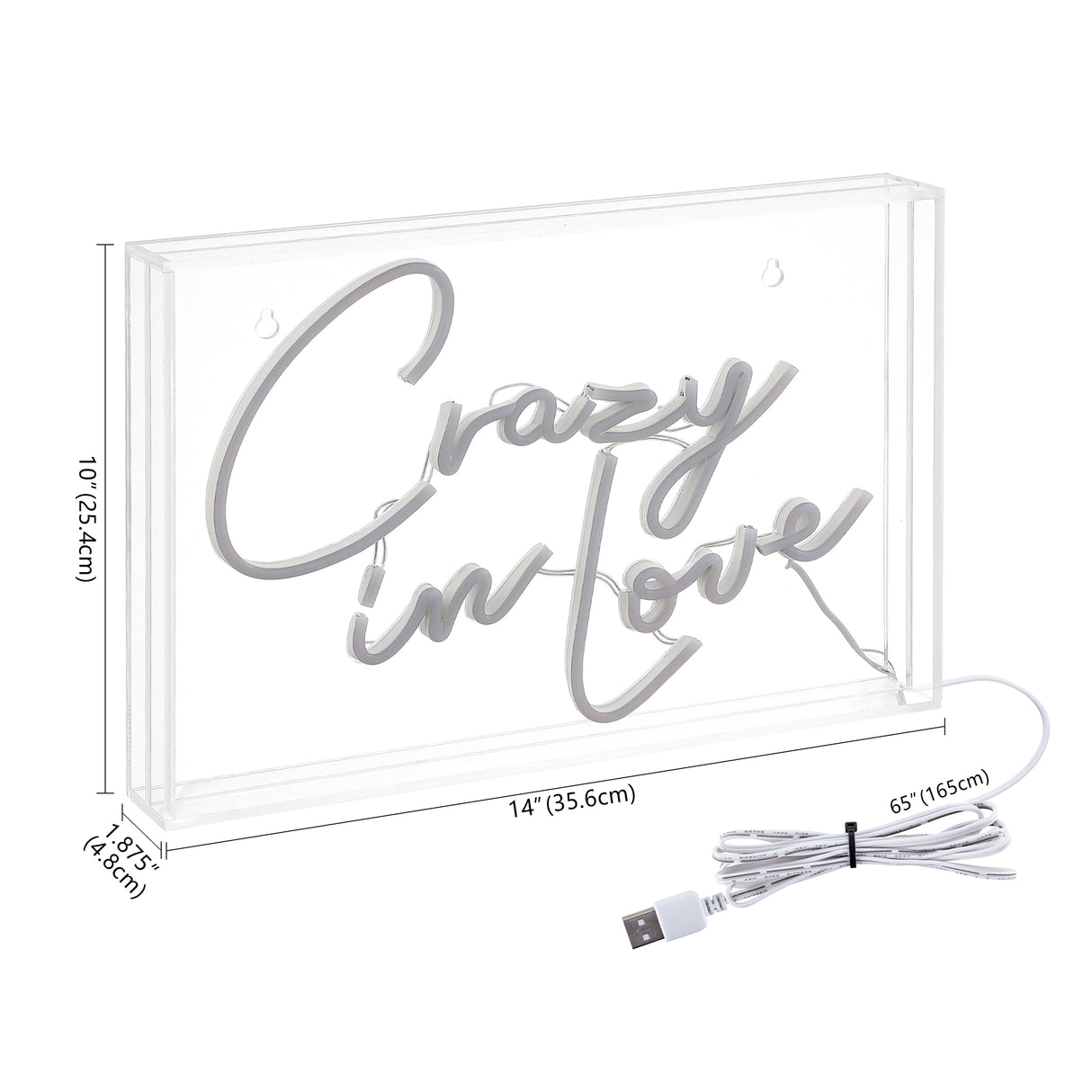 Crazy X 10" Contemporary Glam Acrylic Box USB Operated LED Neon Light