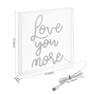 Love Square Contemporary Glam Acrylic Box USB Operated LED Neon Light