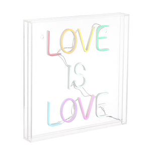 Love Square Contemporary Glam Acrylic Box USB Operated LED Neon Light