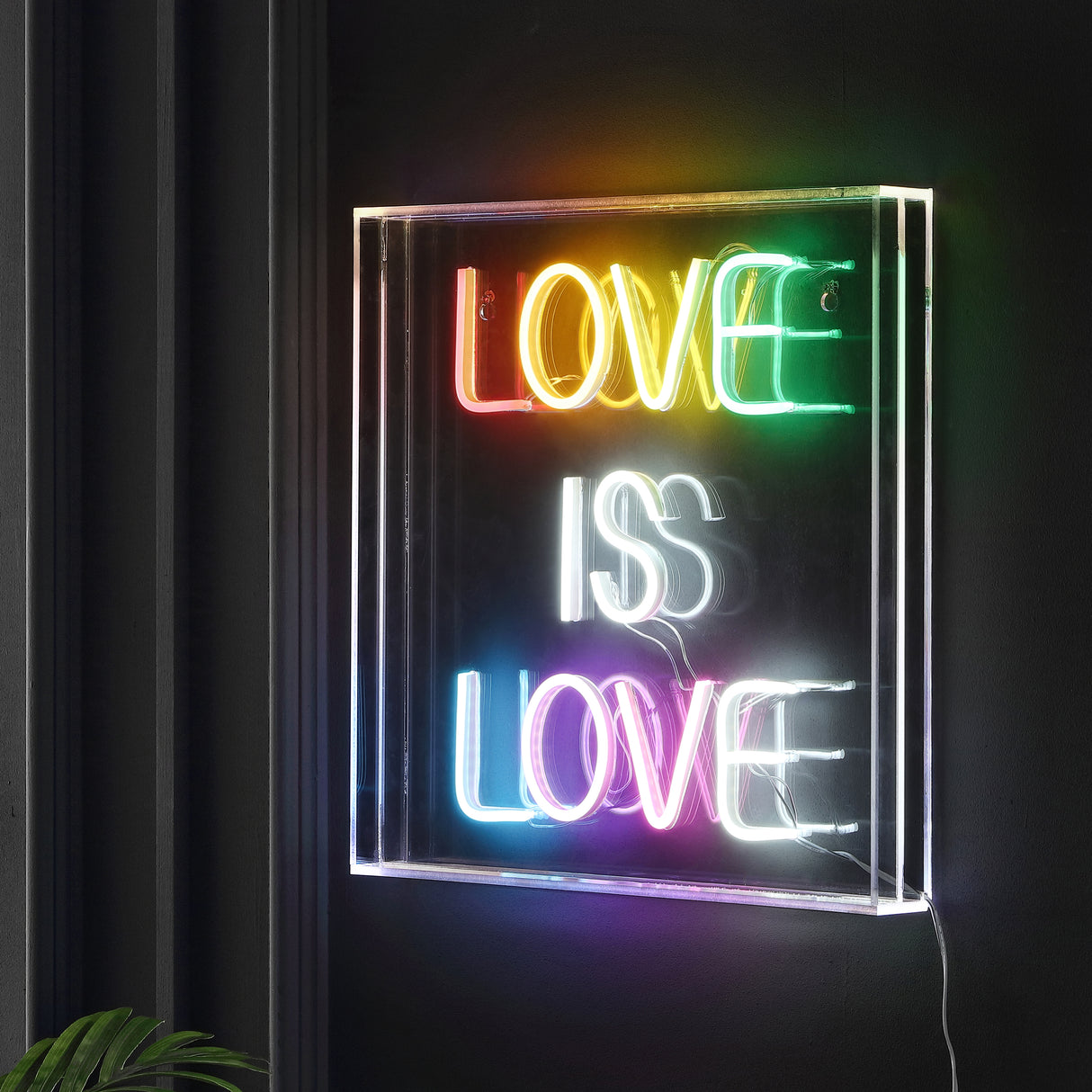 Love Square Contemporary Glam Acrylic Box USB Operated LED Neon Light