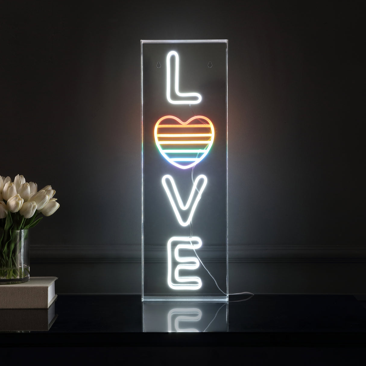 LOVE X 24" Contemporary Glam Acrylic Box USB Operated LED Neon Light