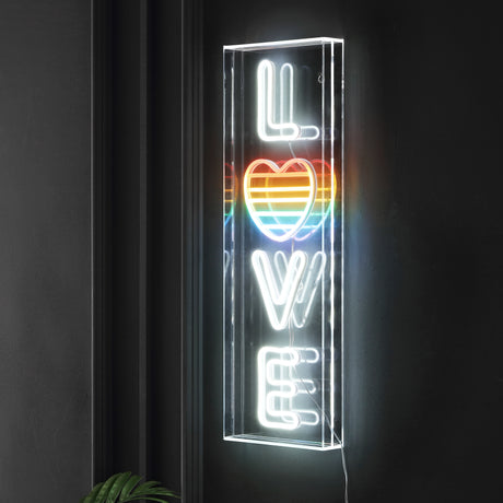 LOVE X 24" Contemporary Glam Acrylic Box USB Operated LED Neon Light
