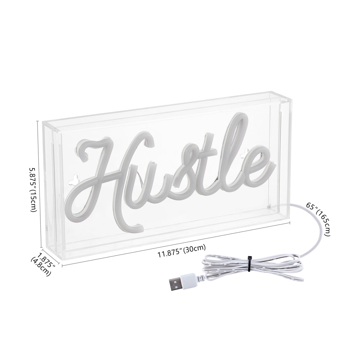 Hustle X 5.88" Contemporary Glam Acrylic Box USB Operated LED Neon Light