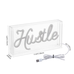 Hustle X 5.88" Contemporary Glam Acrylic Box USB Operated LED Neon Light