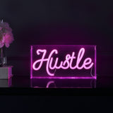 Hustle X 5.88" Contemporary Glam Acrylic Box USB Operated LED Neon Light