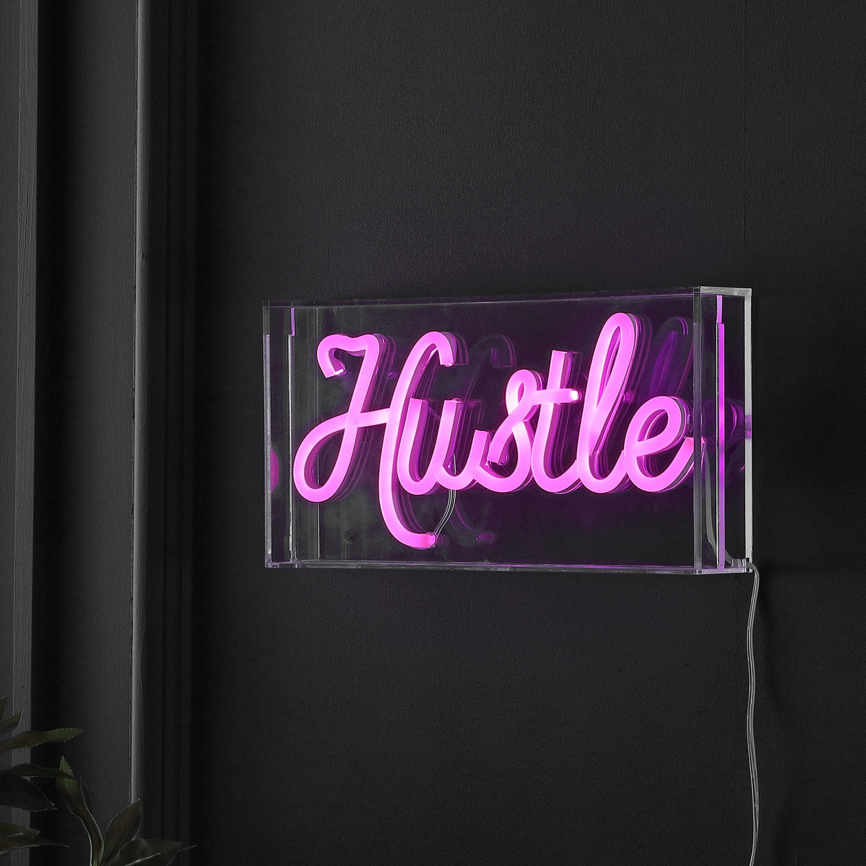 Hustle X 5.88" Contemporary Glam Acrylic Box USB Operated LED Neon Light