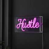 Hustle X 5.88" Contemporary Glam Acrylic Box USB Operated LED Neon Light