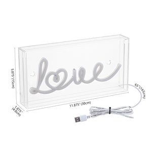 Love X 5.88" Contemporary Glam Acrylic Box USB Operated LED Neon Light