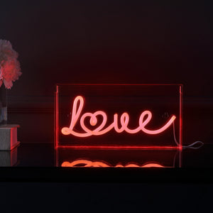 Love X 5.88" Contemporary Glam Acrylic Box USB Operated LED Neon Light