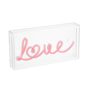 Love X 5.88" Contemporary Glam Acrylic Box USB Operated LED Neon Light