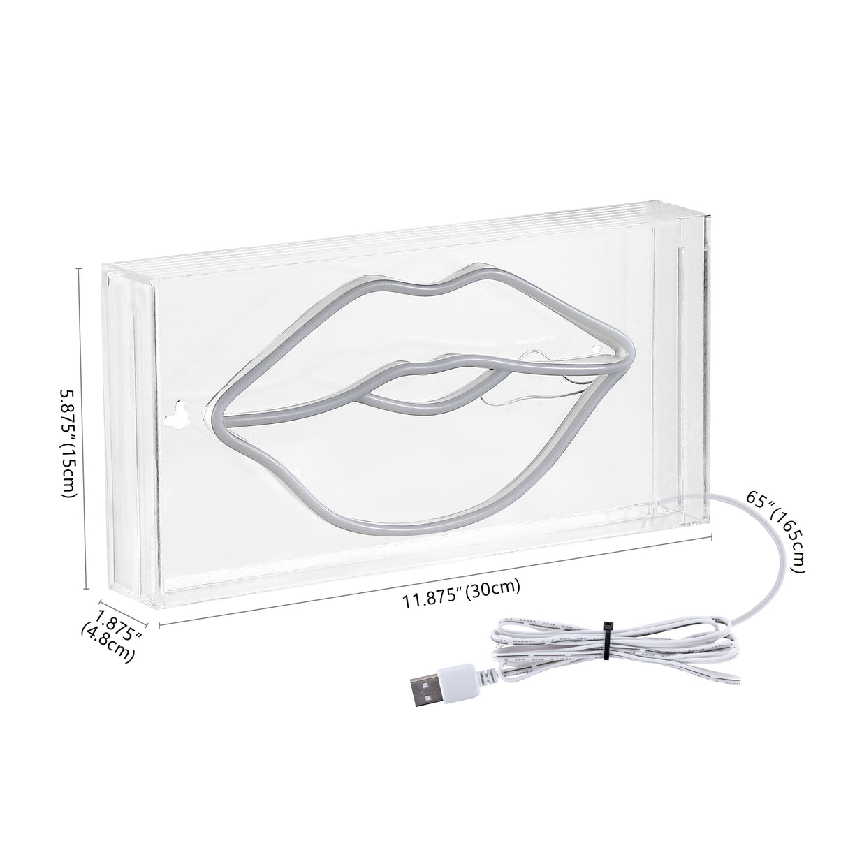 Lips X 5.88" Contemporary Glam Acrylic Box USB Operated LED Neon Light