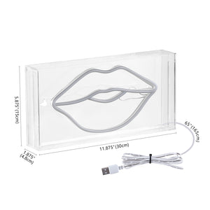 Lips X 5.88" Contemporary Glam Acrylic Box USB Operated LED Neon Light