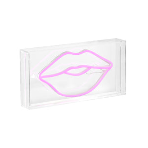 Lips X 5.88" Contemporary Glam Acrylic Box USB Operated LED Neon Light