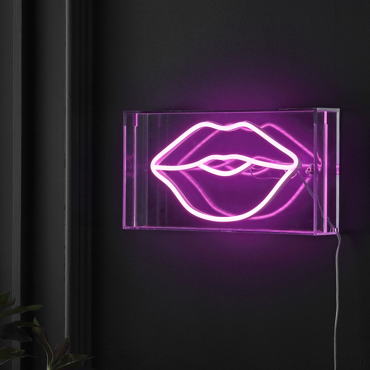 Lips X 5.88" Contemporary Glam Acrylic Box USB Operated LED Neon Light