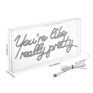 You're X 10.1" Contemporary Glam Acrylic Box USB Operated LED Neon Light