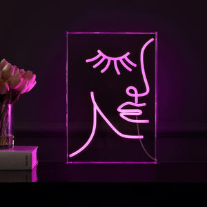 Half-Face X 15" Contemporary Glam Acrylic Box USB Operated LED Neon Light