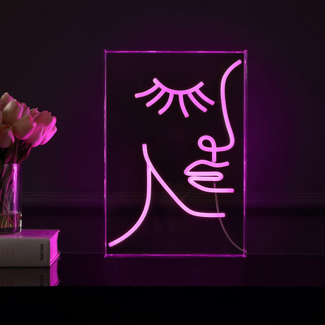 Half-Face X 15" Contemporary Glam Acrylic Box USB Operated LED Neon Light