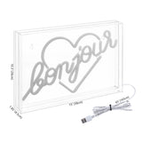 Bonjour X 10.3" Contemporary Glam Acrylic Box USB Operated LED Neon Light