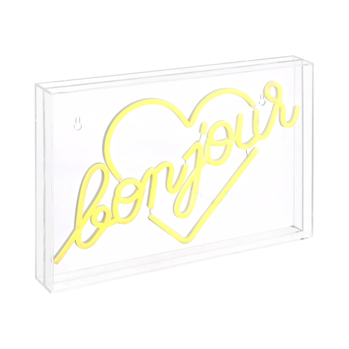 Bonjour X 10.3" Contemporary Glam Acrylic Box USB Operated LED Neon Light