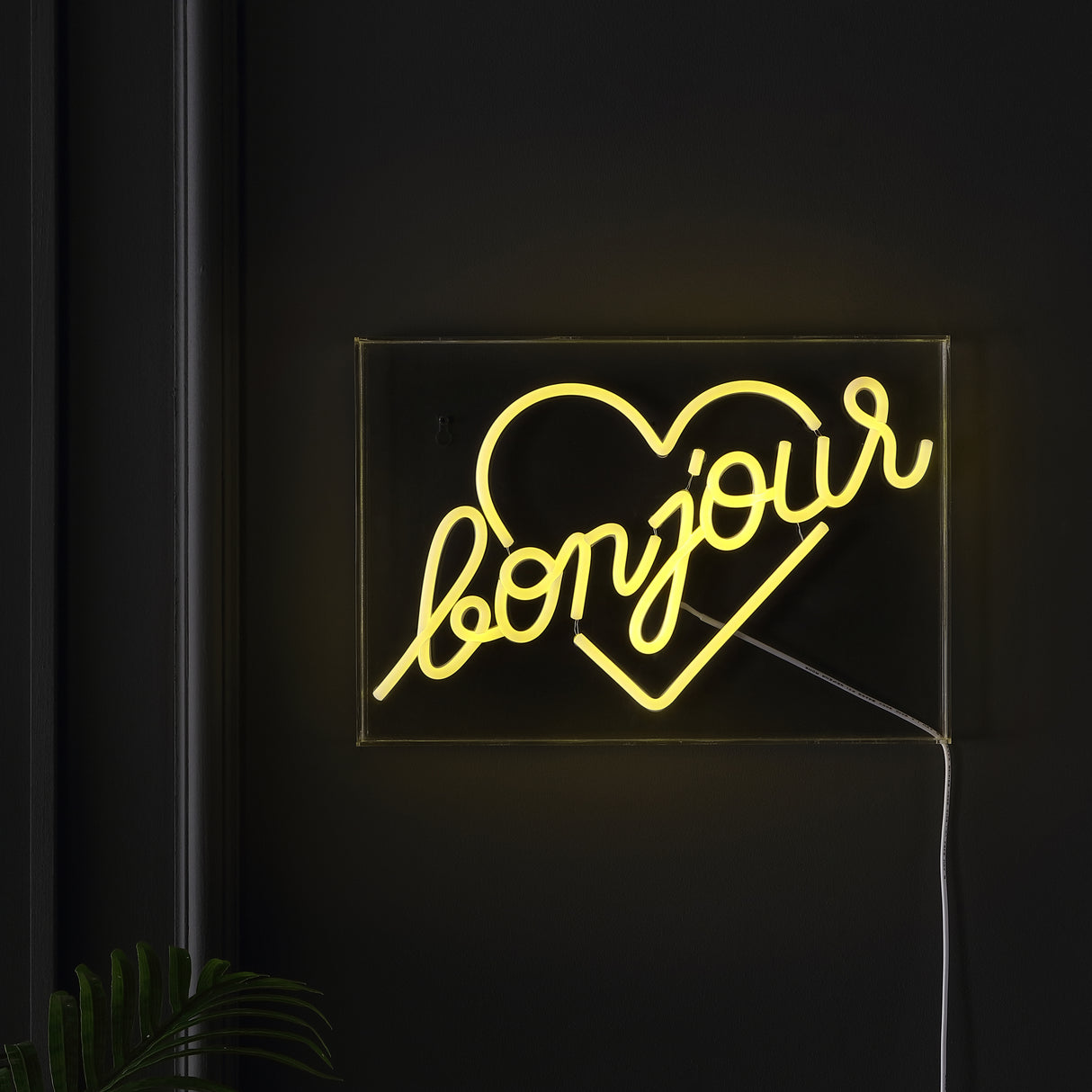 Bonjour X 10.3" Contemporary Glam Acrylic Box USB Operated LED Neon Light