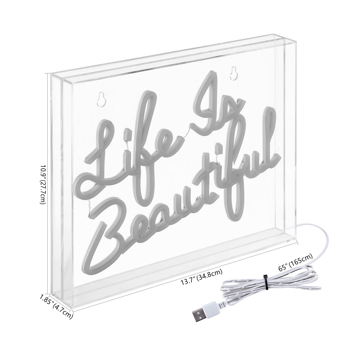 Life X 10.9" Contemporary Glam Acrylic Box USB Operated LED Neon Light