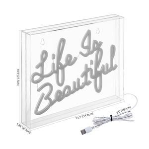 Life X 10.9" Contemporary Glam Acrylic Box USB Operated LED Neon Light