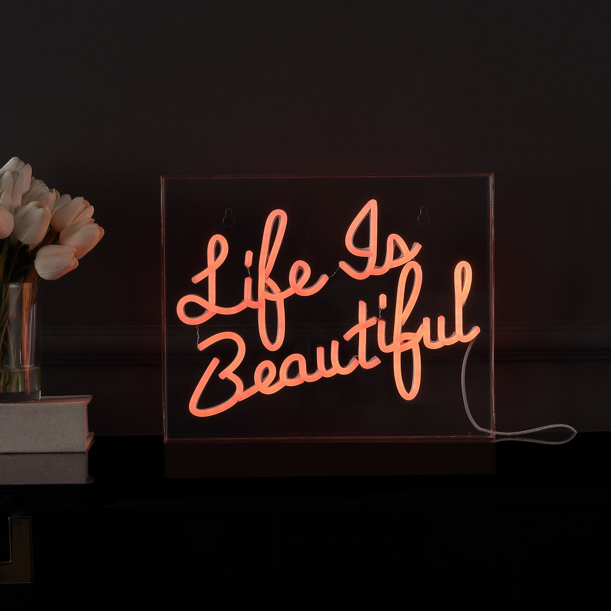 Life X 10.9" Contemporary Glam Acrylic Box USB Operated LED Neon Light