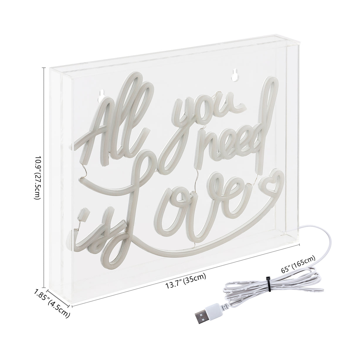 All X 10.9" Contemporary Glam Acrylic Box USB Operated LED Neon Light