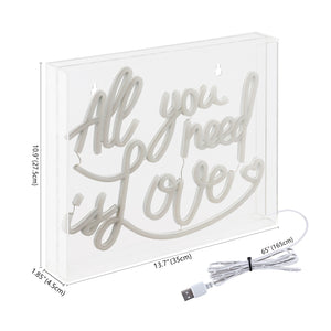 All X 10.9" Contemporary Glam Acrylic Box USB Operated LED Neon Light