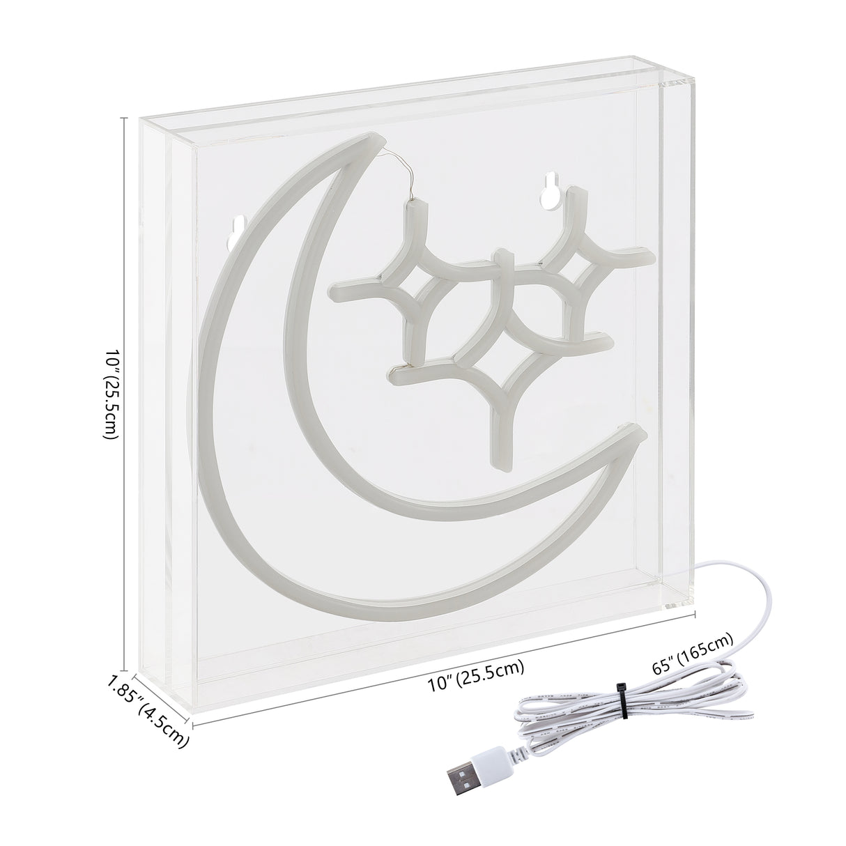 Starry Square Contemporary Glam Acrylic Box USB Operated LED Neon Light