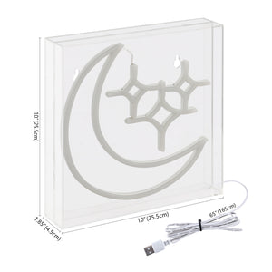 Starry Square Contemporary Glam Acrylic Box USB Operated LED Neon Light