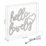 Hello Square Contemporary Glam Acrylic Box USB Operated LED Neon Light