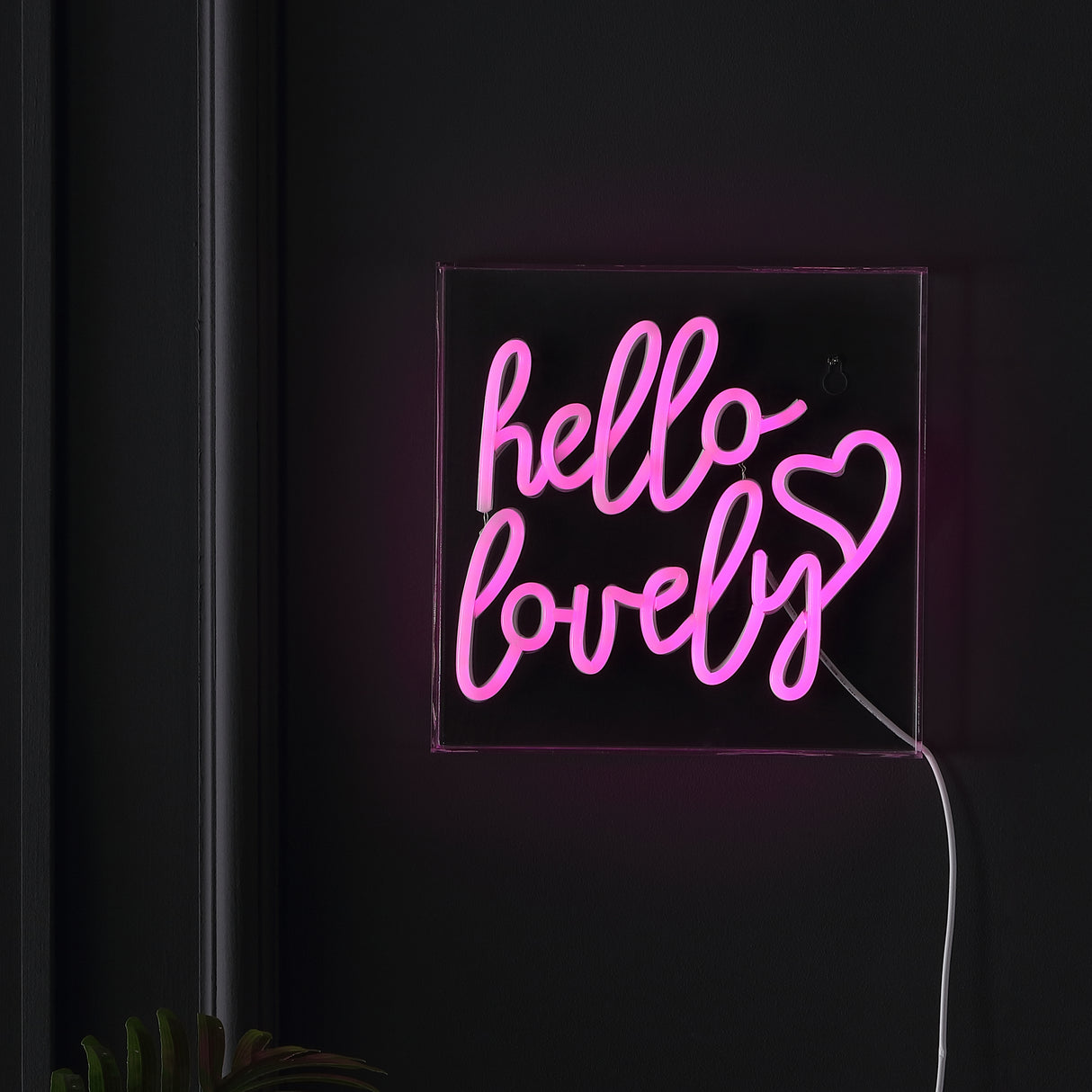 Hello Square Contemporary Glam Acrylic Box USB Operated LED Neon Light