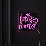 Hello Square Contemporary Glam Acrylic Box USB Operated LED Neon Light