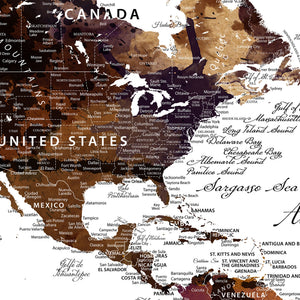 Custom Push Pin World Map Wall Art Canvas Print –