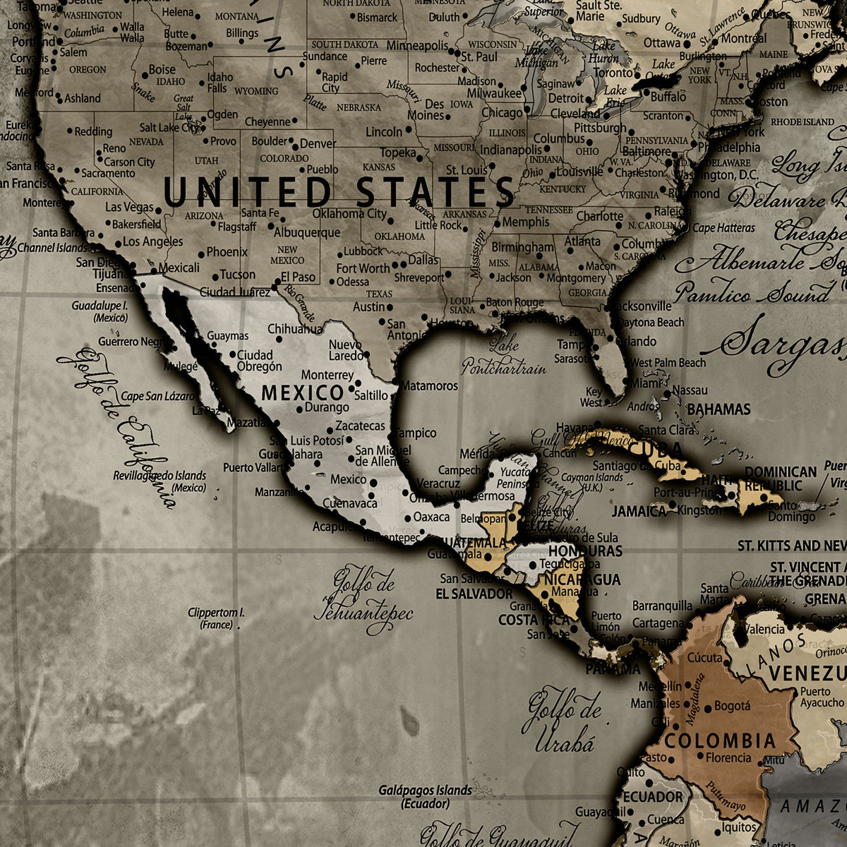 Personalized World Map Wall Art Canvas Print – Custom Push