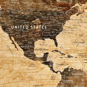 Vintage World Map Canvas Wall Art Print, Personalized