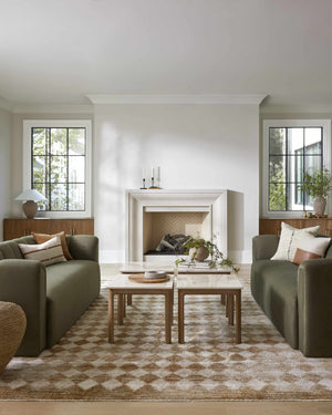 Galey Alix x Livabliss Scandi Geometric Taupe/Mustard Myrtle Avenue V Area Rug