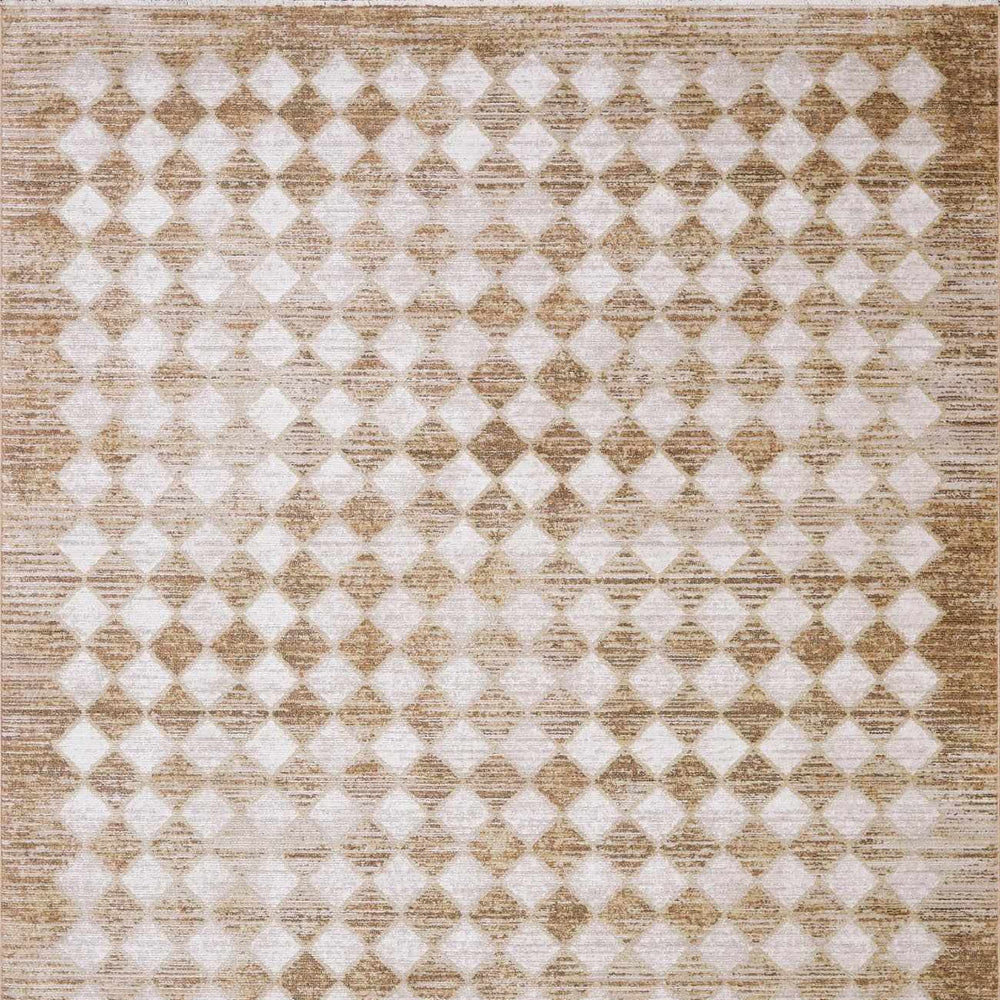 Galey Alix x Livabliss Scandi Geometric Taupe/Mustard Myrtle Avenue V Area Rug