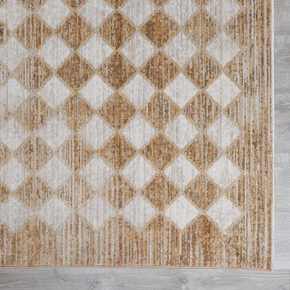 Galey Alix x Livabliss Scandi Geometric Taupe/Mustard Myrtle Avenue V Area Rug