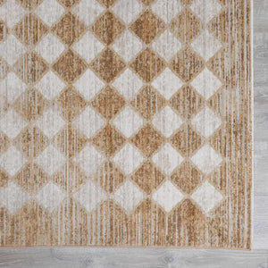 Galey Alix x Livabliss Scandi Geometric Taupe/Mustard Myrtle Avenue V Area Rug